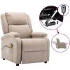Topdeal Fauteuil Inclinable électrique De Massage Crème Tissu FF3073730_FR -Pas Cher Fauteuil Magasin 60046966 1