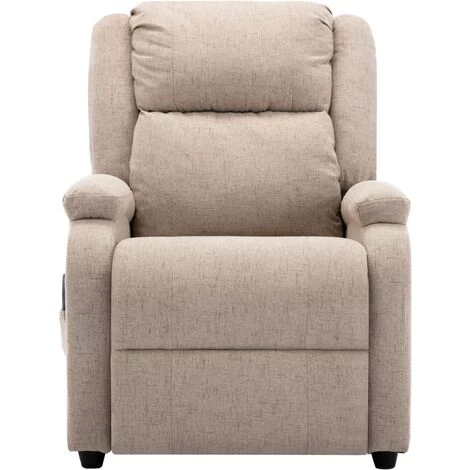 Topdeal Fauteuil Inclinable électrique De Massage Crème Tissu FF3073730_FR 5 Topdeal Fauteuil Inclinable électrique De Massage Crème Tissu FF3073730_FR – Image 3