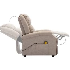 Topdeal Fauteuil Inclinable électrique De Massage Crème Tissu FF3073730_FR 10 Topdeal Fauteuil Inclinable électrique De Massage Crème Tissu FF3073730_FR -Pas Cher Fauteuil Magasin 60046966 4