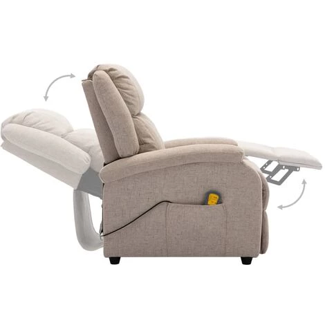 Topdeal Fauteuil Inclinable électrique De Massage Crème Tissu FF3073730_FR 6 Topdeal Fauteuil Inclinable électrique De Massage Crème Tissu FF3073730_FR – Image 4