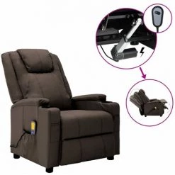 Topdeal Fauteuil De Massage Inclinable électrique Marron Similicuir FF3073797_FR
