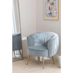 Fauteuil En Velours Alima SKLUM Velours - Fer Bleu Niagara - Bleu Niagara -Pas Cher Fauteuil Magasin 60079456 2