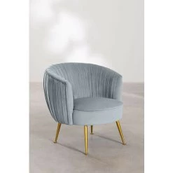 Fauteuil En Velours Alima SKLUM Velours - Fer Bleu Niagara - Bleu Niagara -Pas Cher Fauteuil Magasin 60079456 3