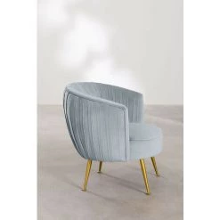 Fauteuil En Velours Alima SKLUM Velours - Fer Bleu Niagara - Bleu Niagara -Pas Cher Fauteuil Magasin 60079456 4