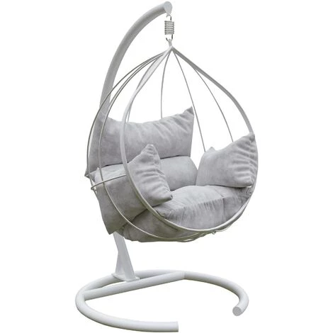 COTECOSY Fauteuil Suspendu Simple Assilem L100xH179cm Métal Et Tissu Blanc - Blanc 3 COTECOSY Fauteuil Suspendu Simple Assilem L100xH179cm Métal Et Tissu Blanc - Blanc