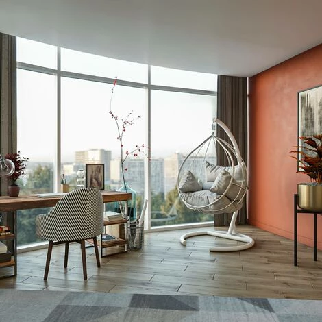 COTECOSY Fauteuil Suspendu Simple Assilem L100xH179cm Métal Et Tissu Blanc - Blanc 7 COTECOSY Fauteuil Suspendu Simple Assilem L100xH179cm Métal Et Tissu Blanc - Blanc – Image 5