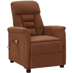 LITZEE Fauteuil Inclinable De Massage Marron Similicuir Daim # -Pas Cher Fauteuil Magasin 60165320 3