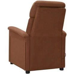 LITZEE Fauteuil Inclinable De Massage Marron Similicuir Daim # -Pas Cher Fauteuil Magasin 60165320 5