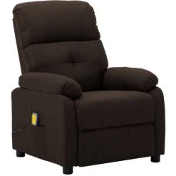 LITZEE Fauteuil De Massage Marron Foncé Tissu #