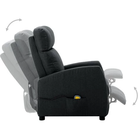 LITZEE Fauteuil De Massage Inclinable Gris Foncé Tissu # 4 LITZEE Fauteuil De Massage Inclinable Gris Foncé Tissu # – Image 2
