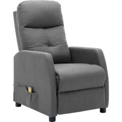 LITZEE Fauteuil Inclinable De Massage Gris Clair Tissu # -Pas Cher Fauteuil Magasin 60166594 3