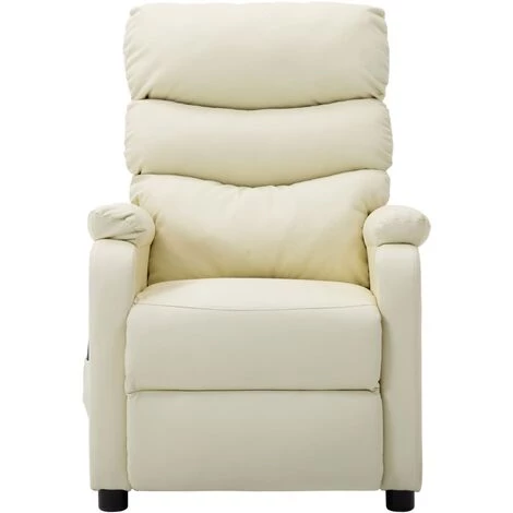 LITZEE Fauteuil De Massage Inclinable Crème Similicuir # 5 LITZEE Fauteuil De Massage Inclinable Crème Similicuir # – Image 3