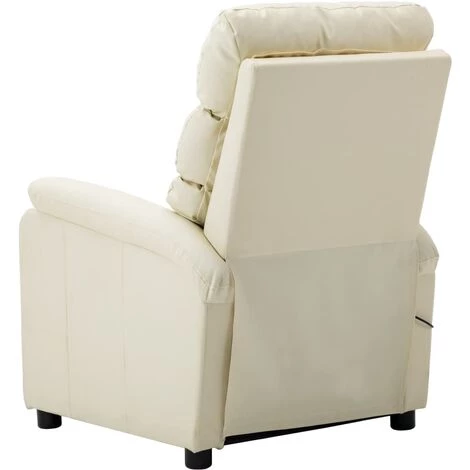 LITZEE Fauteuil De Massage Inclinable Crème Similicuir # 6 LITZEE Fauteuil De Massage Inclinable Crème Similicuir # – Image 4