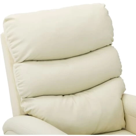 LITZEE Fauteuil De Massage Inclinable Crème Similicuir # 7 LITZEE Fauteuil De Massage Inclinable Crème Similicuir # – Image 5