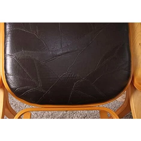 DéCOSHOP26 Fauteuil à Bascule Rocking Chair En Bois Clair Assise En Cuir Marron - Marron 5 DéCOSHOP26 Fauteuil à Bascule Rocking Chair En Bois Clair Assise En Cuir Marron - Marron – Image 3