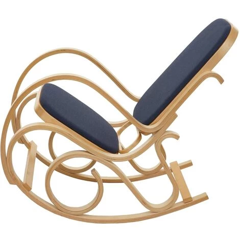 DéCOSHOP26 Fauteuil à Bascule Rocking Chair En Bois Clair Assise En Tissu Gris Anthracite - Gris 4 DéCOSHOP26 Fauteuil à Bascule Rocking Chair En Bois Clair Assise En Tissu Gris Anthracite - Gris – Image 2