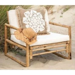 LES TENDANCES Fauteuil Bambou Et Tissu Naturel Blanc Grania -Pas Cher Fauteuil Magasin 60259402 3