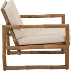 LES TENDANCES Fauteuil Bambou Et Tissu Naturel Blanc Grania -Pas Cher Fauteuil Magasin 60259402 4