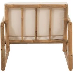 LES TENDANCES Fauteuil Bambou Et Tissu Naturel Blanc Grania -Pas Cher Fauteuil Magasin 60259402 5
