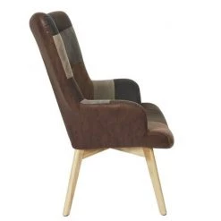 THE HOME DECO FACTORY Fauteuil Patchwork En Polyuréthane Helsinki Marron - Marron -Pas Cher Fauteuil Magasin 60280080 4