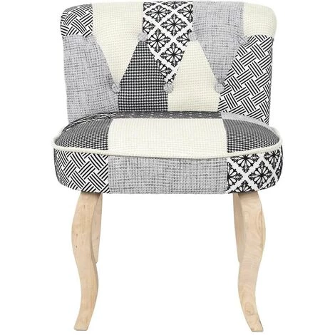 THE HOME DECO FACTORY Fauteuil Patchwork Eleonor Gris - Gris 5 THE HOME DECO FACTORY Fauteuil Patchwork Eleonor Gris - Gris – Image 3