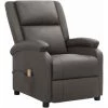 INLIFE Fauteuil De Massage Inclinable Gris Cuir Véritable 1 INLIFE Fauteuil De Massage Inclinable Gris Cuir Véritable -Pas Cher Fauteuil Magasin 60302691 1