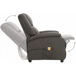 INLIFE Fauteuil De Massage Inclinable Gris Cuir Véritable -Pas Cher Fauteuil Magasin 60302691 3