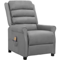 INLIFE Fauteuil De Massage Inclinable Gris Similicuir