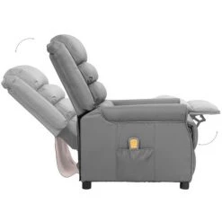 INLIFE Fauteuil De Massage Inclinable Gris Similicuir -Pas Cher Fauteuil Magasin 60302760 5