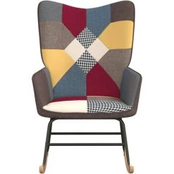 INLIFE Chaise à Bascule Patchwork Tissu 9 INLIFE Chaise à Bascule Patchwork Tissu -Pas Cher Fauteuil Magasin 60302941 3