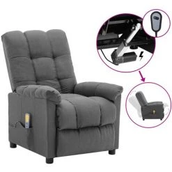 INLIFE Fauteuil De Massage Inclinable électrique Gris Clair Tissu