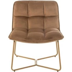LES TENDANCES Fauteuil Métal Textile Marron Clair Dodi -Pas Cher Fauteuil Magasin 60348899 2