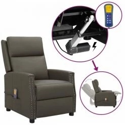 YOUTHUP Fauteuil Releveur Inclinable De Massage Gris Similicuir - Gris