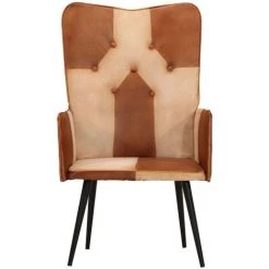 YOUTHUP Chaise à Oreilles Marron Et Crème Cuir Véritable - Crème 9 YOUTHUP Chaise à Oreilles Marron Et Crème Cuir Véritable - Crème -Pas Cher Fauteuil Magasin 60366032 3