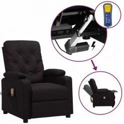 YOUTHUP Fauteuil Releveur Inclinable De Massage Noir Similicuir - Noir