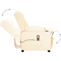 YOUTHUP Fauteuil Releveur Inclinable De Massage Crème Similicuir - Crème -Pas Cher Fauteuil Magasin 60367251 5