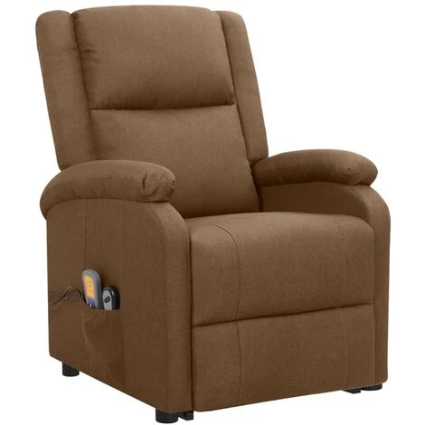 YOUTHUP Fauteuil Releveur Inclinable De Massage Marron Tissu - Brun 4 YOUTHUP Fauteuil Releveur Inclinable De Massage Marron Tissu - Brun – Image 2