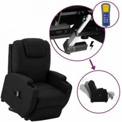 YOUTHUP Fauteuil Releveur Inclinable Noir Similicuir - Noir