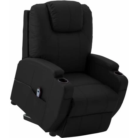 YOUTHUP Fauteuil Releveur Inclinable Noir Similicuir - Noir 4 YOUTHUP Fauteuil Releveur Inclinable Noir Similicuir - Noir – Image 2