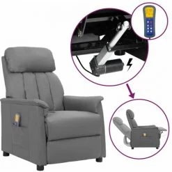 YOUTHUP Fauteuil Releveur Inclinable De Massage Gris Similicuir - Gris