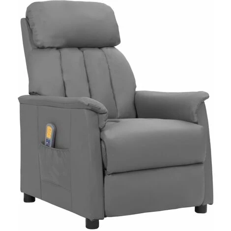YOUTHUP Fauteuil Releveur Inclinable De Massage Gris Similicuir - Gris 4 YOUTHUP Fauteuil Releveur Inclinable De Massage Gris Similicuir - Gris – Image 2