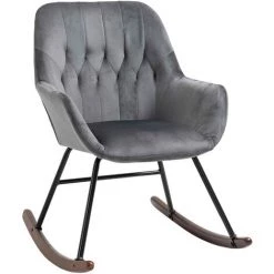 MH Fauteuil à Bascule DALILA Velours Gris
