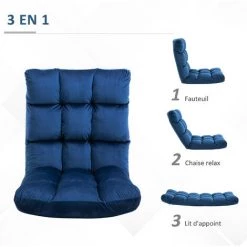 MH Fauteuil Convertible NAWEL Bleu Roi -Pas Cher Fauteuil Magasin 60448196 5