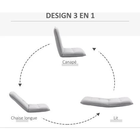 MH Fauteuil Convertible VALENTIN Gris Clair 6 MH Fauteuil Convertible VALENTIN Gris Clair – Image 4