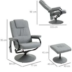MH Fauteuil De Relaxation Massant EDWIGE Gris -Pas Cher Fauteuil Magasin 60448413 3
