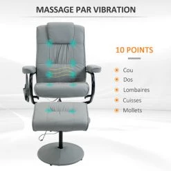 MH Fauteuil De Relaxation Massant EDWIGE Gris -Pas Cher Fauteuil Magasin 60448413 4