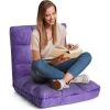 RELAX4LIFE Fauteuil Bas Multiposition Réglable En 14 Angles, Chauffeuse Convertible En Molleton Corail Fauteuil Paresseux 1 Place Adulte Enfant Rembourré Charge 120kg, 105x57x15CM(Violet) -Pas Cher Fauteuil Magasin 60464627 1