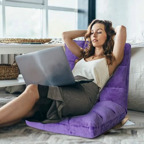RELAX4LIFE Fauteuil Bas Multiposition Réglable En 14 Angles, Chauffeuse Convertible En Molleton Corail Fauteuil Paresseux 1 Place Adulte Enfant Rembourré Charge 120kg, 105x57x15CM(Violet) 4 RELAX4LIFE Fauteuil Bas Multiposition Réglable En 14 Angles, Chauffeuse Convertible En Molleton Corail Fauteuil Paresseux 1 Place Adulte Enfant Rembourré Charge 120kg, 105x57x15CM(Violet) – Image 2