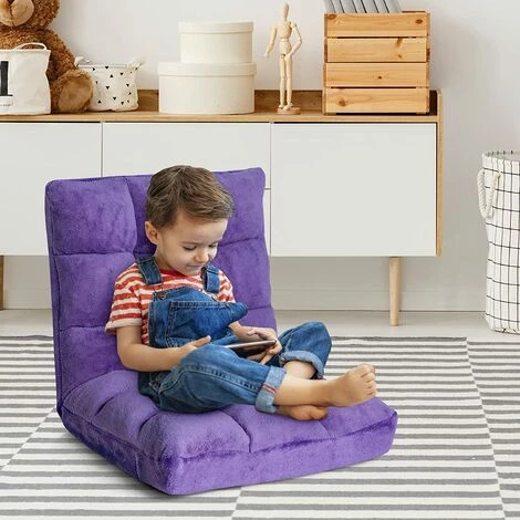 RELAX4LIFE Fauteuil Bas Multiposition Réglable En 14 Angles, Chauffeuse Convertible En Molleton Corail Fauteuil Paresseux 1 Place Adulte Enfant Rembourré Charge 120kg, 105x57x15CM(Violet) 5 RELAX4LIFE Fauteuil Bas Multiposition Réglable En 14 Angles, Chauffeuse Convertible En Molleton Corail Fauteuil Paresseux 1 Place Adulte Enfant Rembourré Charge 120kg, 105x57x15CM(Violet) – Image 3
