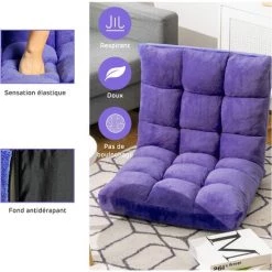 RELAX4LIFE Fauteuil Bas Multiposition Réglable En 14 Angles, Chauffeuse Convertible En Molleton Corail Fauteuil Paresseux 1 Place Adulte Enfant Rembourré Charge 120kg, 105x57x15CM(Violet) 11 RELAX4LIFE Fauteuil Bas Multiposition Réglable En 14 Angles, Chauffeuse Convertible En Molleton Corail Fauteuil Paresseux 1 Place Adulte Enfant Rembourré Charge 120kg, 105x57x15CM(Violet) -Pas Cher Fauteuil Magasin 60464627 5